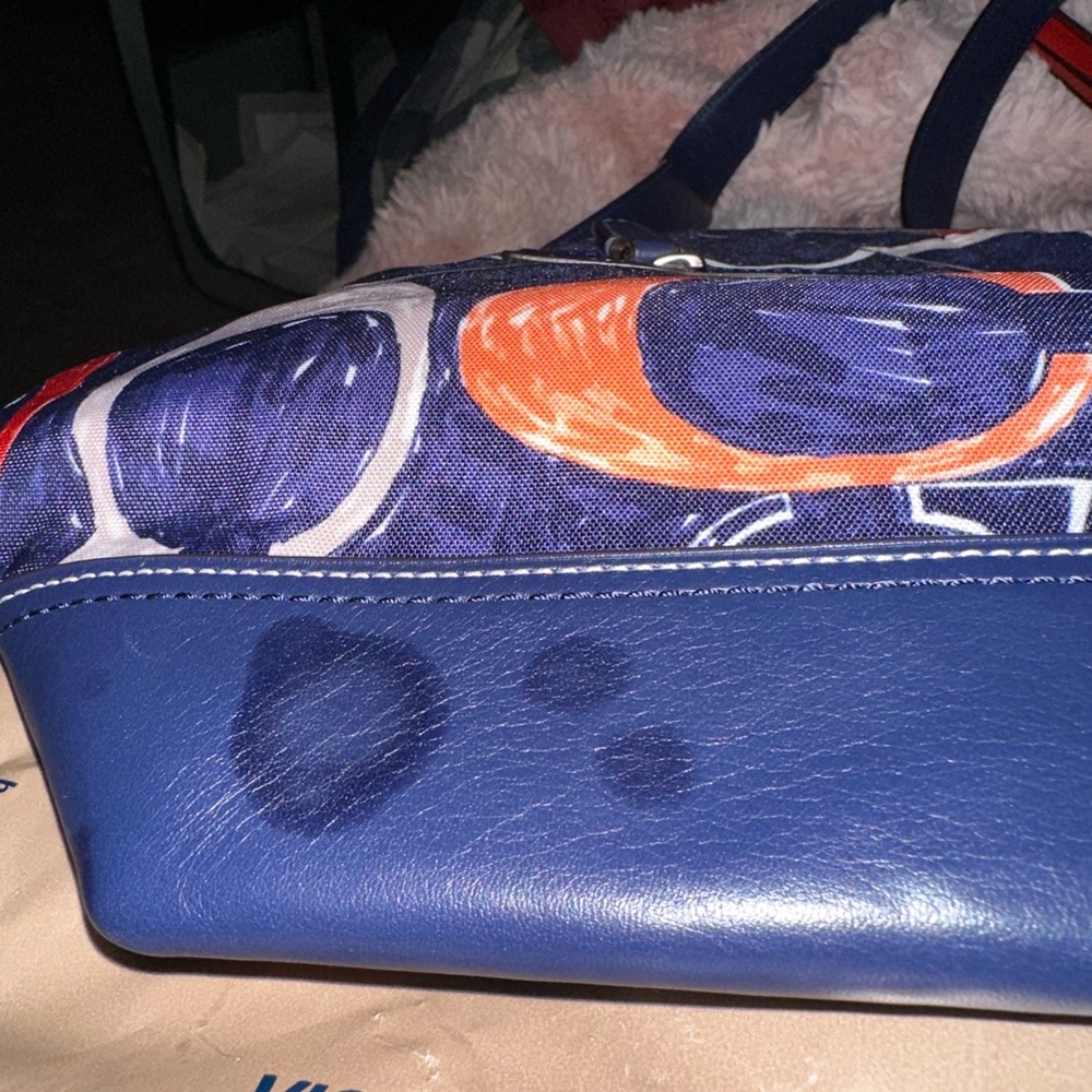 Coach cloth/leather purse. Has spots on the bottom in the leather. See photos - Picture 2 of 4